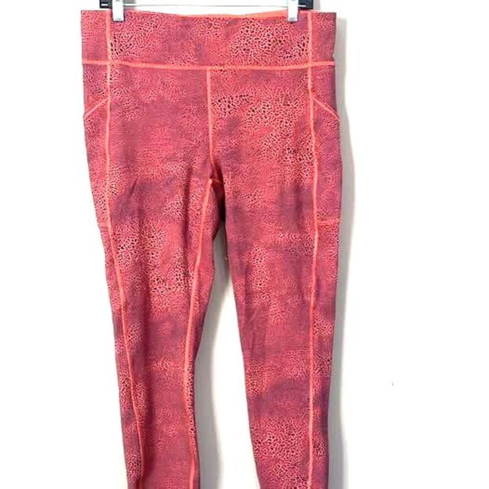 Lululemon Wunder Train HR Crop Womens 14 Geo Yoga Pants Orange 7211. EXCELLENT